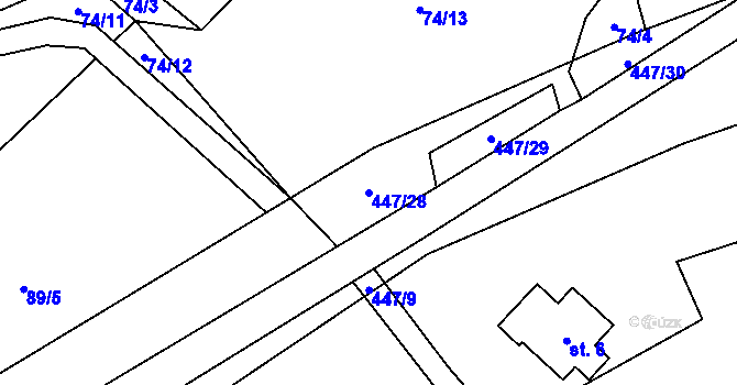 Parcela st. 447/28 v KÚ Roženecké Paseky, Katastrální mapa
