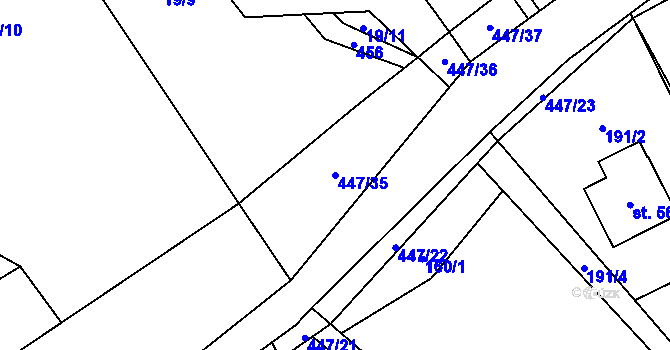 Parcela st. 447/35 v KÚ Roženecké Paseky, Katastrální mapa