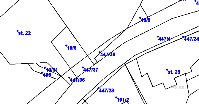 Parcela st. 447/38 v KÚ Roženecké Paseky, Katastrální mapa