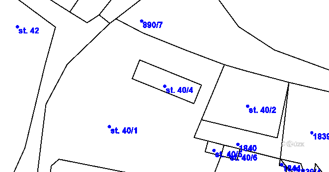 Parcela st. 40/4 v KÚ Vědlice, Katastrální mapa