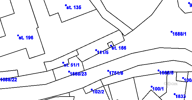 Parcela st. 111/5 v KÚ Vědlice, Katastrální mapa