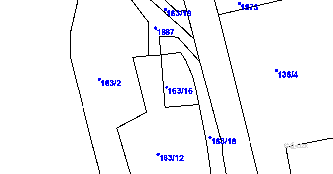 Parcela st. 163/16 v KÚ Vědlice, Katastrální mapa