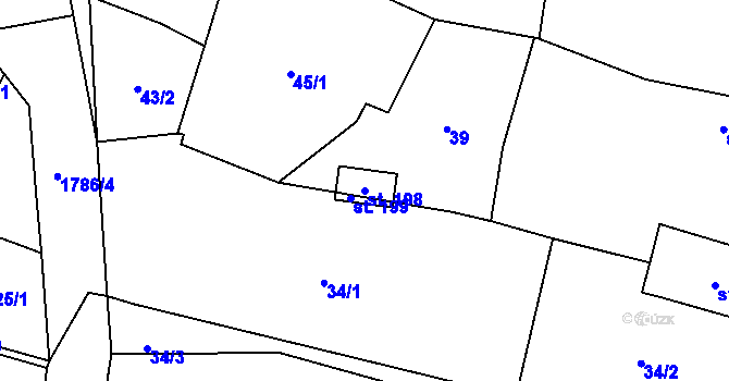Parcela st. 198 v KÚ Vědlice, Katastrální mapa