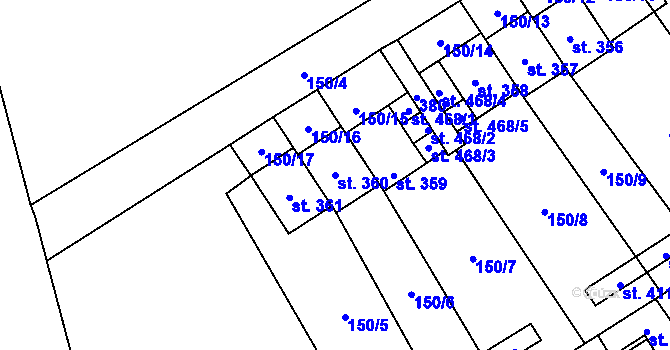 Parcela st. 360 v KÚ Vědomice, Katastrální mapa