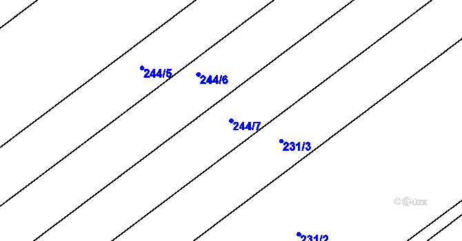 Parcela st. 244/7 v KÚ Vědomice, Katastrální mapa