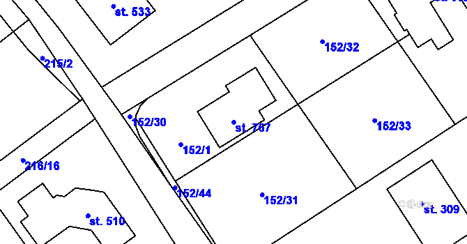 Parcela st. 767 v KÚ Vědomice, Katastrální mapa