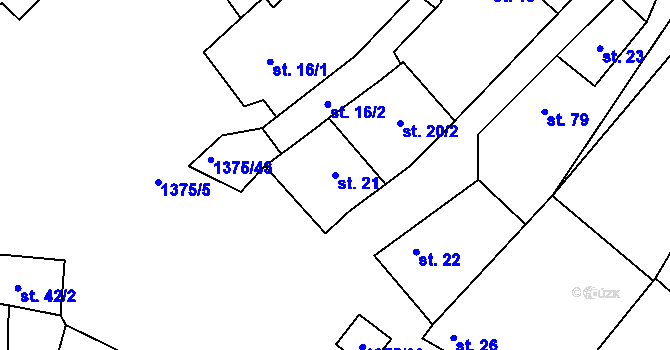 Parcela st. 21 v KÚ Vedrovice, Katastrální mapa