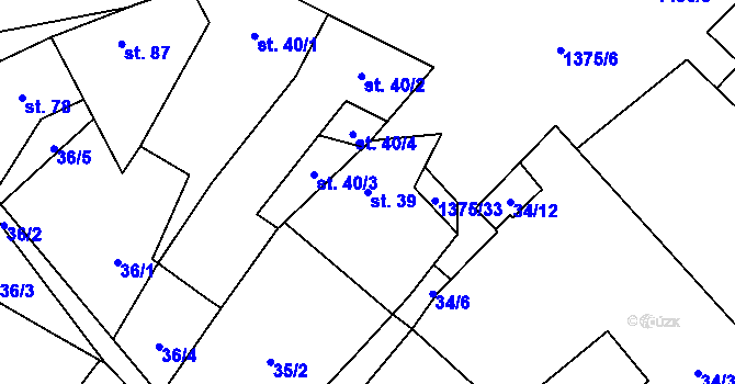 Parcela st. 39 v KÚ Vedrovice, Katastrální mapa