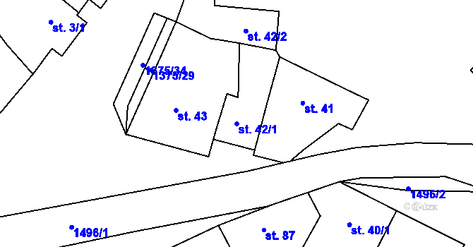 Parcela st. 42/1 v KÚ Vedrovice, Katastrální mapa