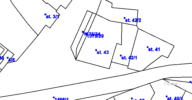 Parcela st. 43 v KÚ Vedrovice, Katastrální mapa