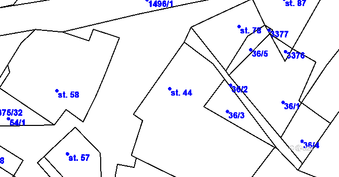 Parcela st. 44 v KÚ Vedrovice, Katastrální mapa