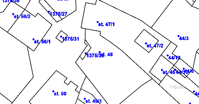 Parcela st. 48 v KÚ Vedrovice, Katastrální mapa