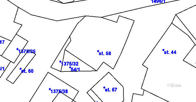 Parcela st. 58 v KÚ Vedrovice, Katastrální mapa