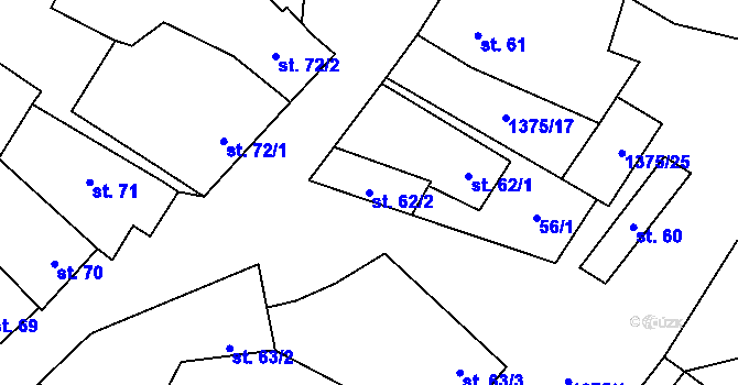Parcela st. 62/2 v KÚ Vedrovice, Katastrální mapa