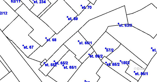 Parcela st. 66/1 v KÚ Vedrovice, Katastrální mapa