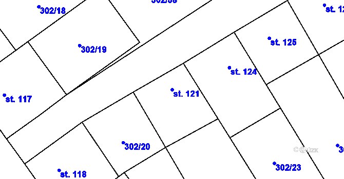Parcela st. 121 v KÚ Vedrovice, Katastrální mapa