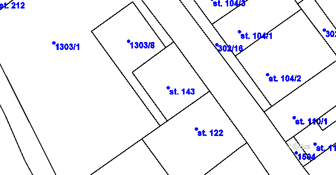 Parcela st. 143 v KÚ Vedrovice, Katastrální mapa