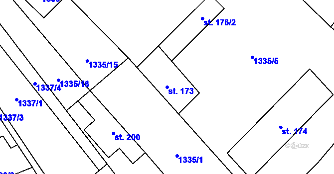 Parcela st. 173 v KÚ Vedrovice, Katastrální mapa