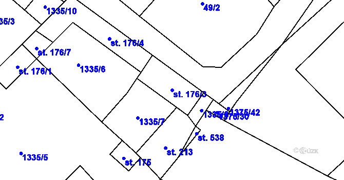 Parcela st. 176/3 v KÚ Vedrovice, Katastrální mapa