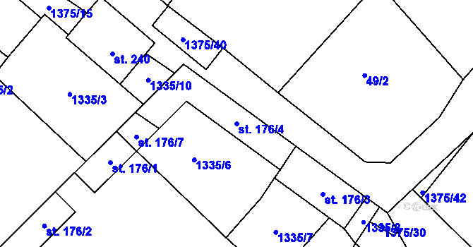 Parcela st. 176/4 v KÚ Vedrovice, Katastrální mapa