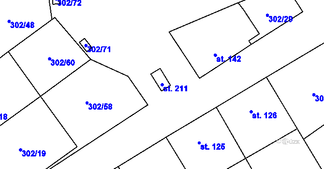 Parcela st. 211 v KÚ Vedrovice, Katastrální mapa