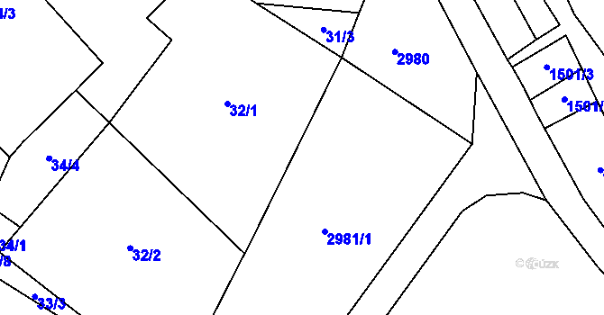 Parcela st. 32/3 v KÚ Vedrovice, Katastrální mapa