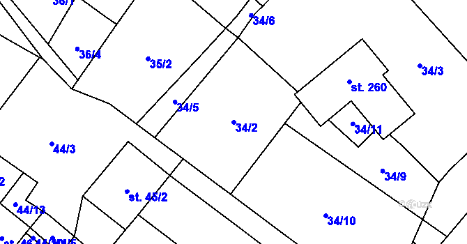 Parcela st. 34/2 v KÚ Vedrovice, Katastrální mapa