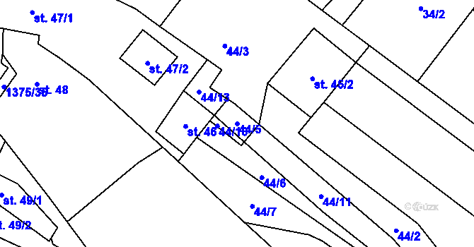 Parcela st. 44/5 v KÚ Vedrovice, Katastrální mapa