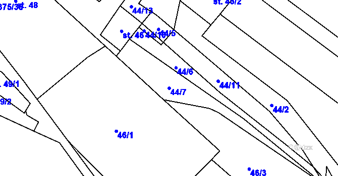 Parcela st. 44/7 v KÚ Vedrovice, Katastrální mapa