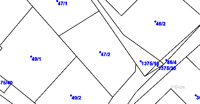 Parcela st. 47/2 v KÚ Vedrovice, Katastrální mapa
