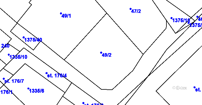 Parcela st. 49/2 v KÚ Vedrovice, Katastrální mapa