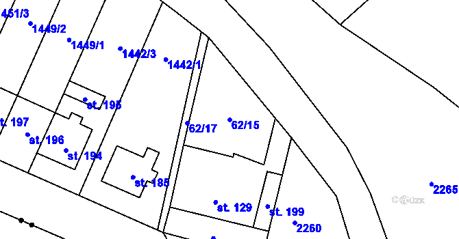 Parcela st. 62/15 v KÚ Vedrovice, Katastrální mapa