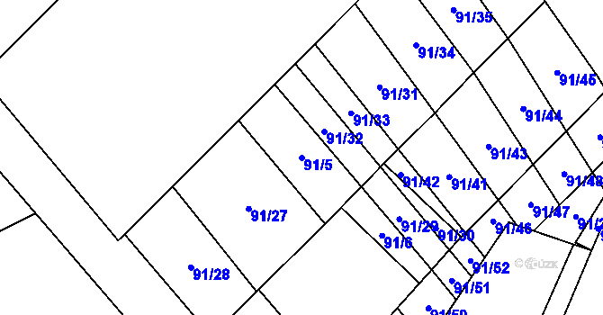Parcela st. 91/5 v KÚ Vedrovice, Katastrální mapa