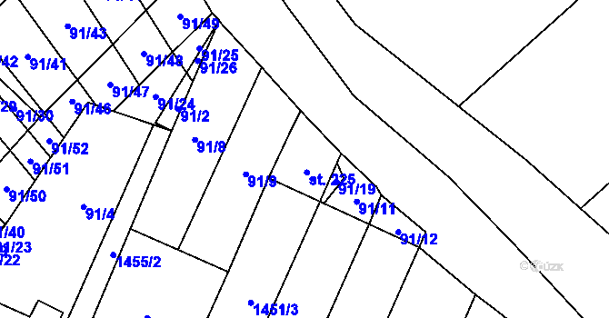 Parcela st. 91/10 v KÚ Vedrovice, Katastrální mapa