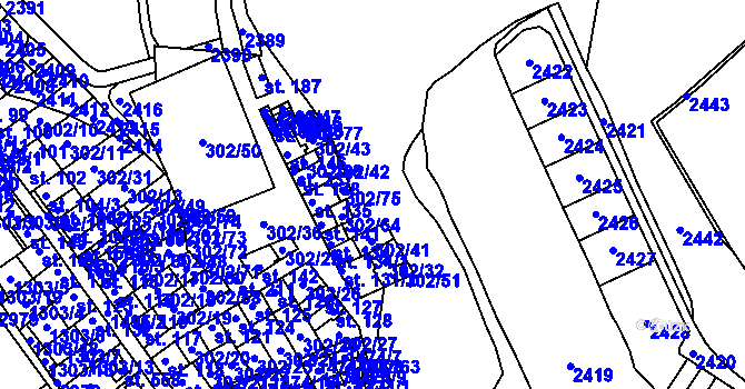 Parcela st. 302/5 v KÚ Vedrovice, Katastrální mapa