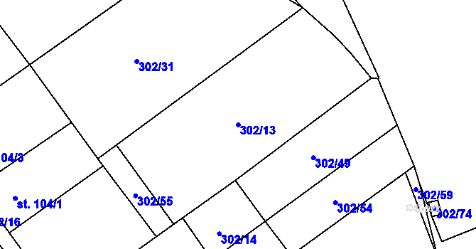 Parcela st. 302/13 v KÚ Vedrovice, Katastrální mapa
