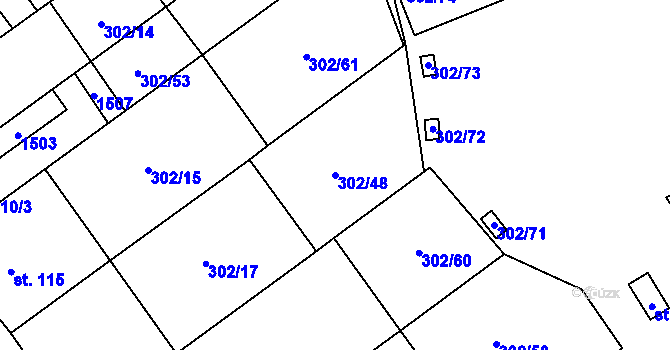 Parcela st. 302/48 v KÚ Vedrovice, Katastrální mapa