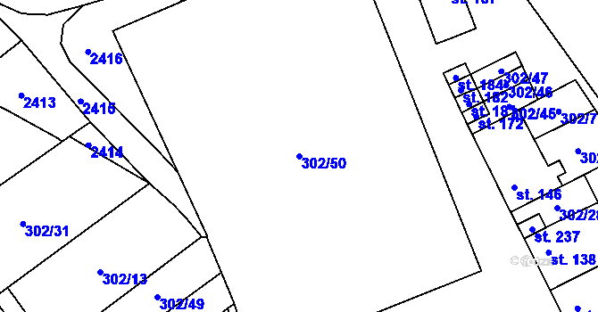 Parcela st. 302/50 v KÚ Vedrovice, Katastrální mapa