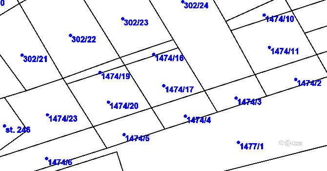 Parcela st. 1474/17 v KÚ Vedrovice, Katastrální mapa