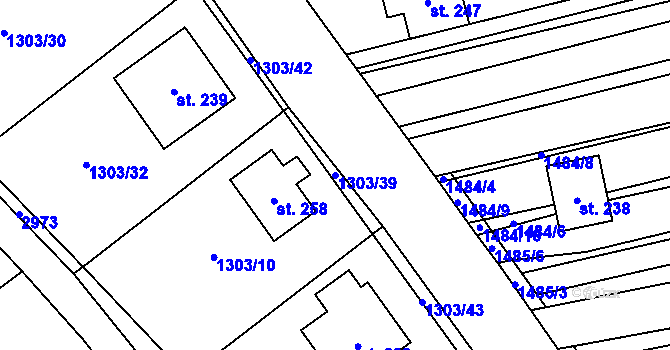 Parcela st. 1303/39 v KÚ Vedrovice, Katastrální mapa