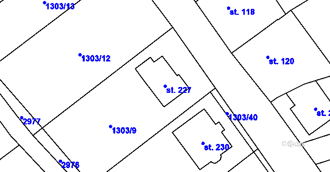 Parcela st. 227 v KÚ Vedrovice, Katastrální mapa