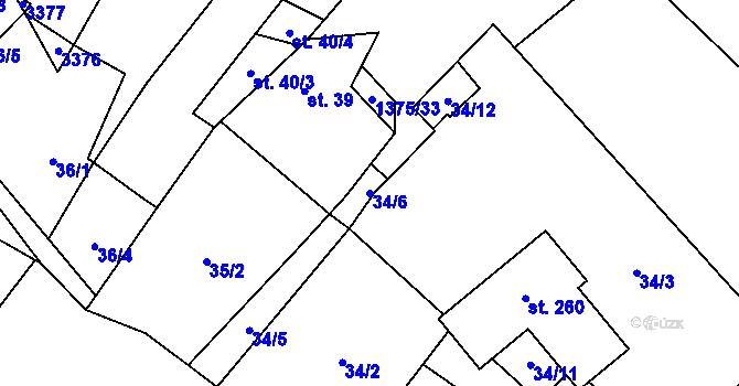 Parcela st. 34/6 v KÚ Vedrovice, Katastrální mapa