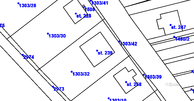 Parcela st. 239 v KÚ Vedrovice, Katastrální mapa
