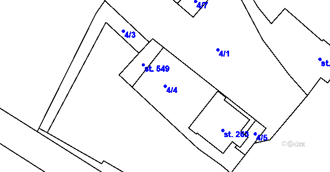 Parcela st. 4/4 v KÚ Vedrovice, Katastrální mapa