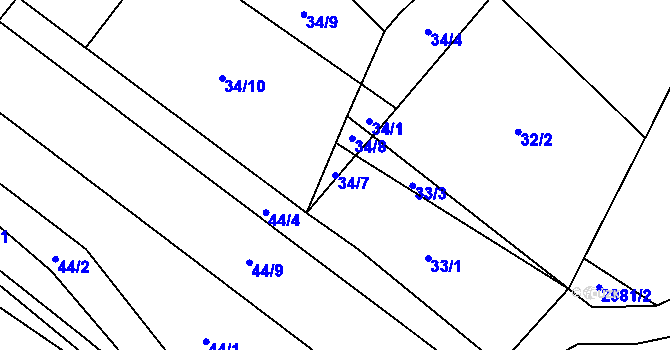 Parcela st. 34/7 v KÚ Vedrovice, Katastrální mapa