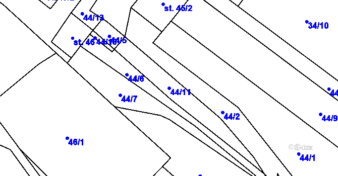 Parcela st. 44/11 v KÚ Vedrovice, Katastrální mapa