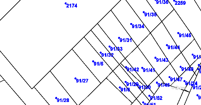 Parcela st. 91/32 v KÚ Vedrovice, Katastrální mapa