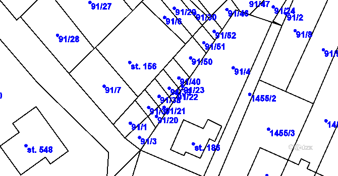 Parcela st. 91/39 v KÚ Vedrovice, Katastrální mapa