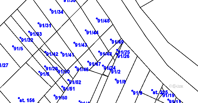 Parcela st. 91/48 v KÚ Vedrovice, Katastrální mapa