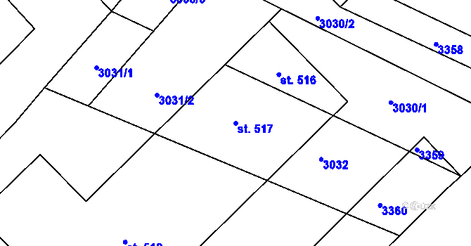 Parcela st. 517 v KÚ Vedrovice, Katastrální mapa